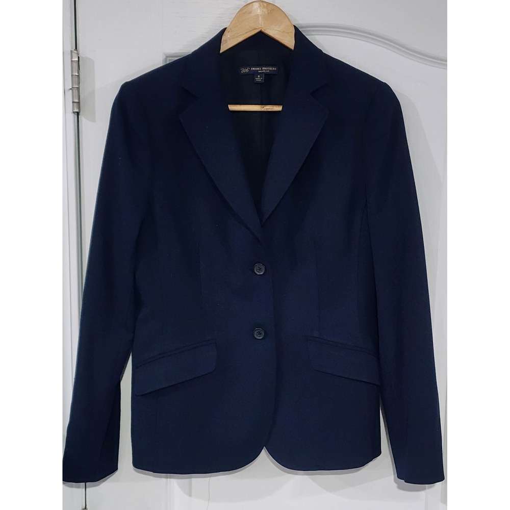 Brooks Brothers Women's 346 Navy Blue Milano Fit Poly Stretch Blazer Size 8